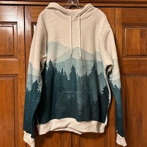 LA Soul Men's Forest Print Hoodie - Cream and Green, Size 3XL, Cotton Blend, New